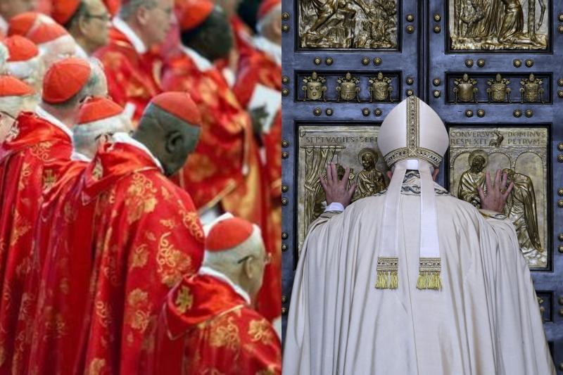 Collage photo of Catholic Cardinals and a Pope.